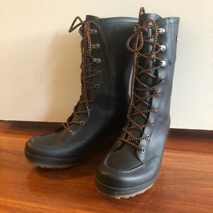Tretorn Lace Up Wedge Rainboots - Size 9 US W